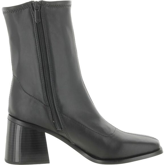 Sam Edelman Womens Black Faux Leather Square Toe Laceless Mid-Calf Boots NWT - Picture 2 of 3